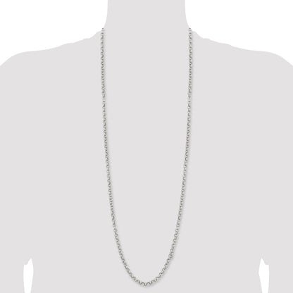 Stainless Steel Chisel Polished 6mm 36 Inch Rolo Chain Necklace