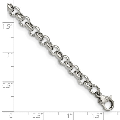 Stainless Steel Chisel Polished 6mm 7.5 Inch Rolo Chain Bracelet