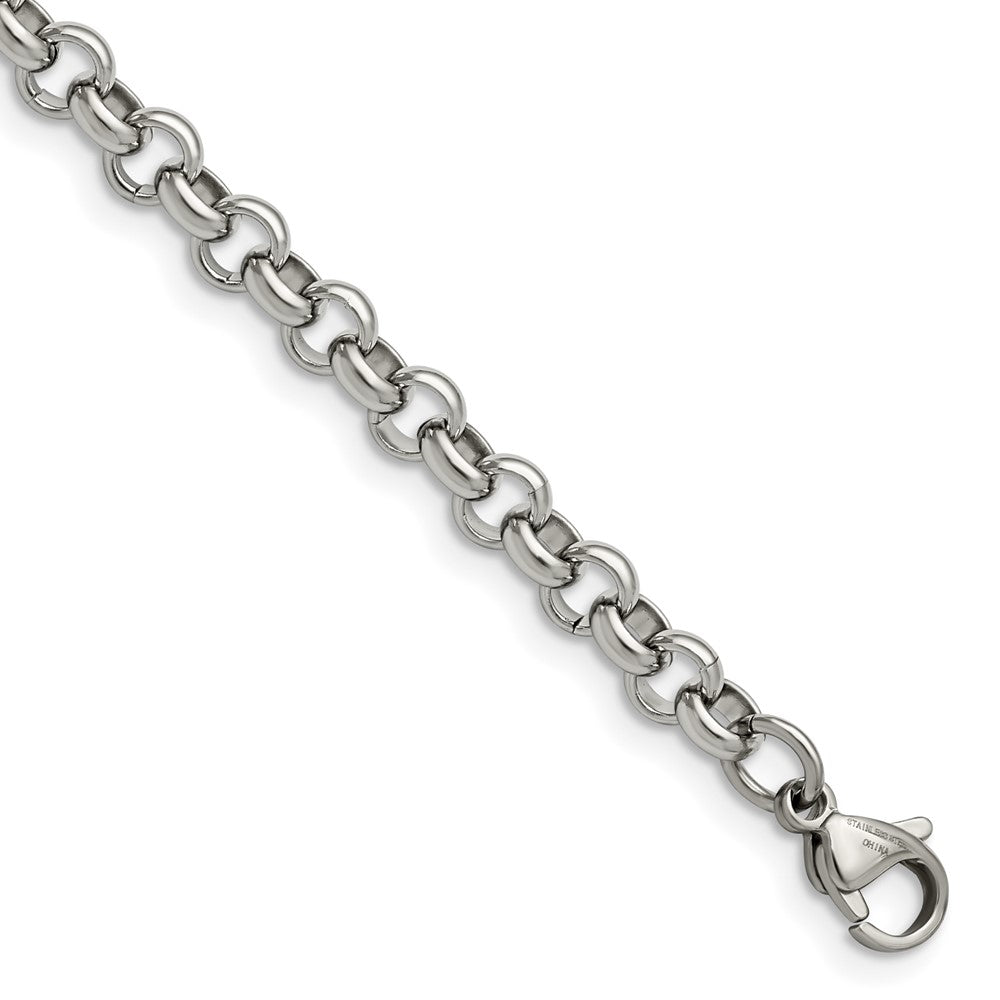 Stainless Steel Chisel Polished 6mm 7.5 Inch Rolo Chain Bracelet