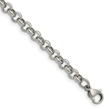 Stainless Steel Chisel Polished 6mm 7.5 Inch Rolo Chain Bracelet