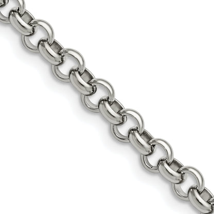 Stainless Steel Chisel Polished 6mm 24 Inch Rolo Chain Necklace