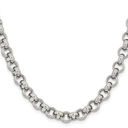 Stainless Steel Chisel Polished 8mm 18 Inch Rolo Chain Necklace