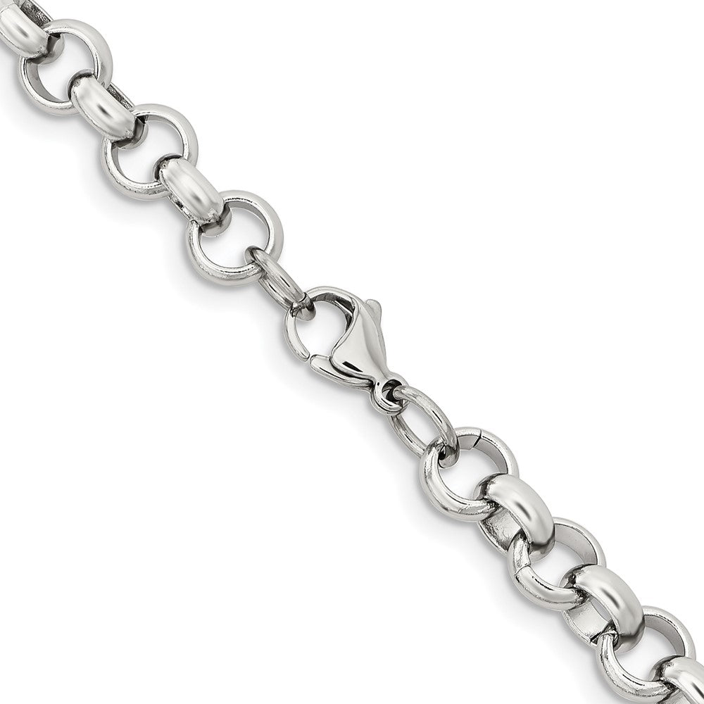 Stainless Steel Chisel Polished 8mm 18 Inch Rolo Chain Necklace