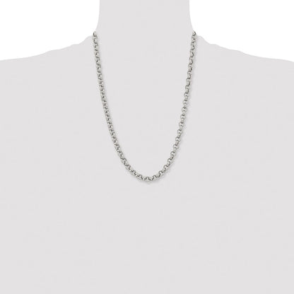 Stainless Steel Chisel Polished 8mm 24 Inch Rolo Chain Necklace