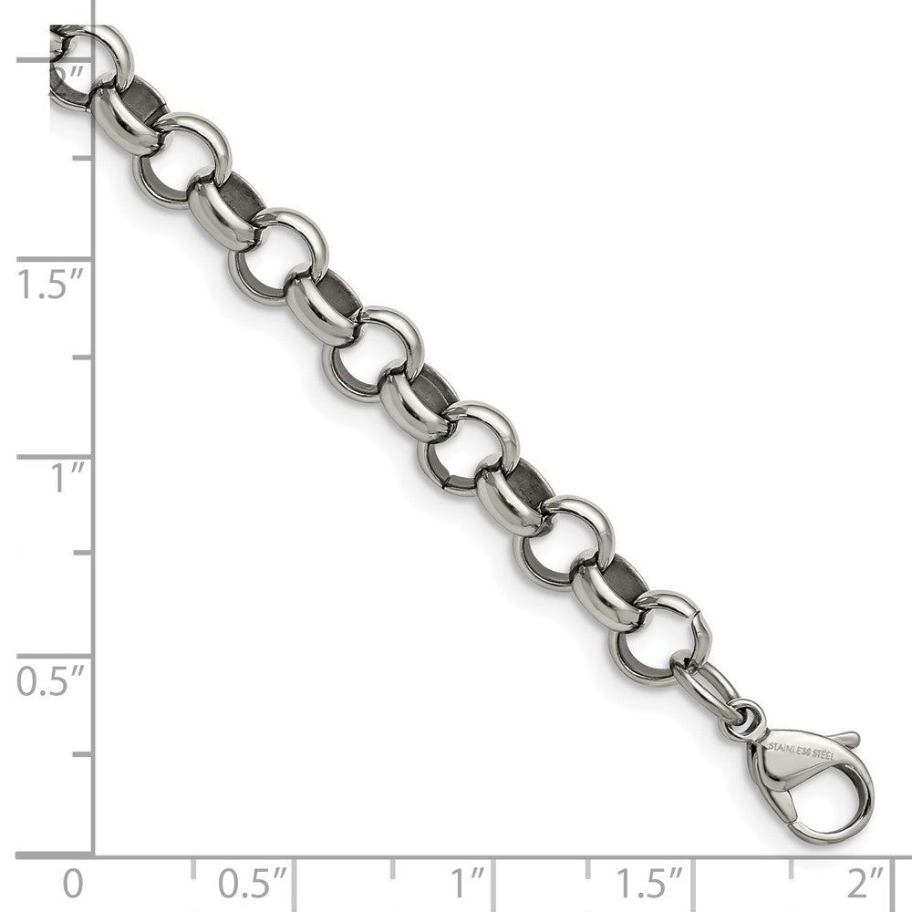 Stainless Steel Chisel Polished 8mm 7.75 Inch Rolo Chain Bracelet