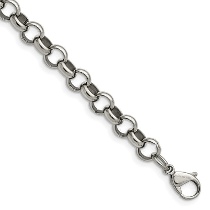 Stainless Steel Chisel Polished 8mm 7.75 Inch Rolo Chain Bracelet