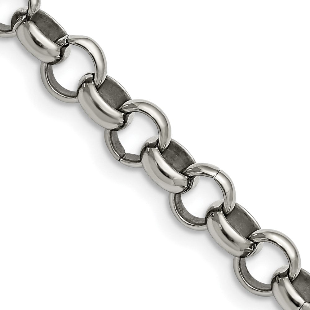 Stainless Steel Chisel Polished 8mm 18 Inch Rolo Chain Necklace