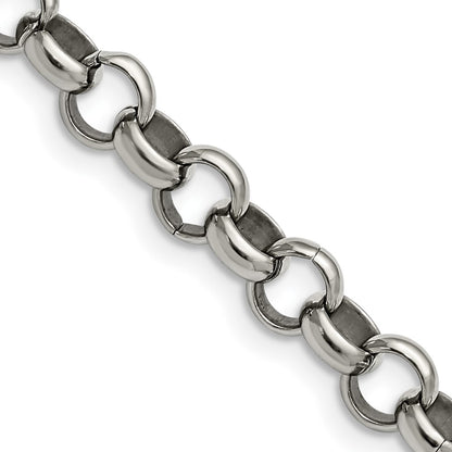 Stainless Steel Chisel Polished 8mm 18 Inch Rolo Chain Necklace