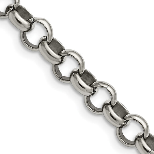 Stainless Steel Chisel Polished 8mm 18 Inch Rolo Chain Necklace