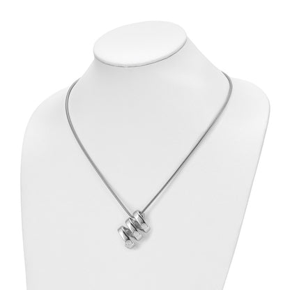 Stainless Steel Chisel Polished Fancy Twist Pendant On An 18 Inch Snake Chain Necklace