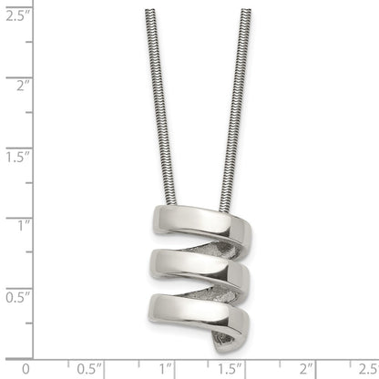 Stainless Steel Chisel Polished Fancy Twist Pendant On An 18 Inch Snake Chain Necklace