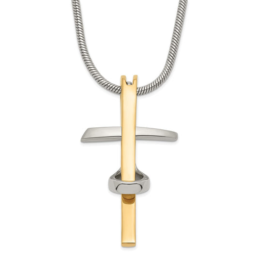 Stainless Steel Gold Ip-Plated Cross Necklace