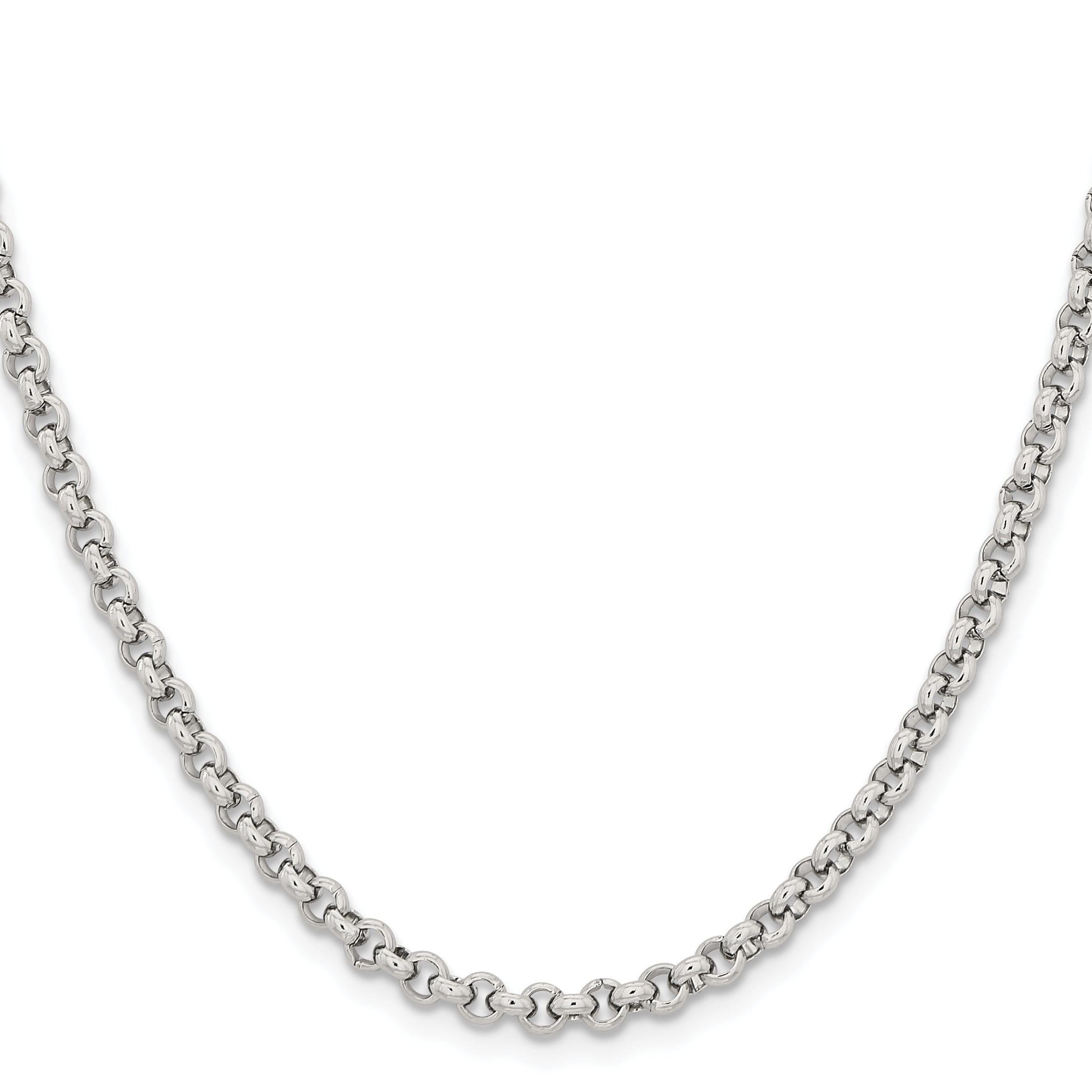 Stainless Steel Chisel Polished 3.9mm 30 Inch Rolo Chain Necklace