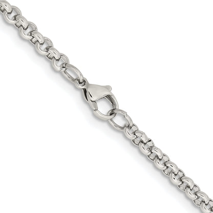 Stainless Steel Chisel Polished 3.9mm 30 Inch Rolo Chain Necklace