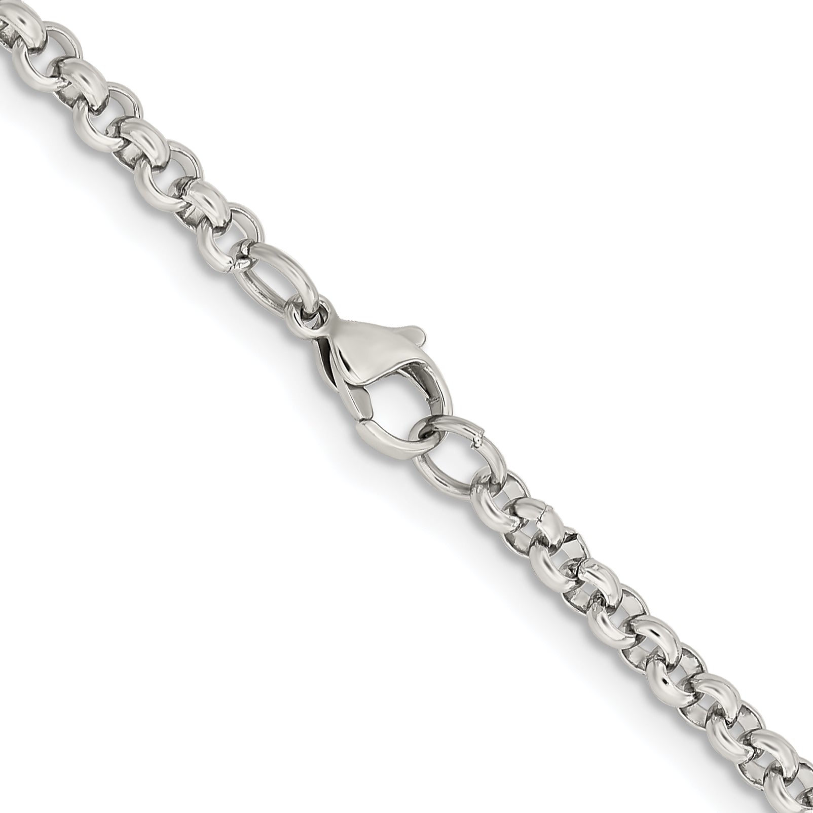Stainless Steel Chisel Polished 3.9mm 24 Inch Rolo Chain Necklace