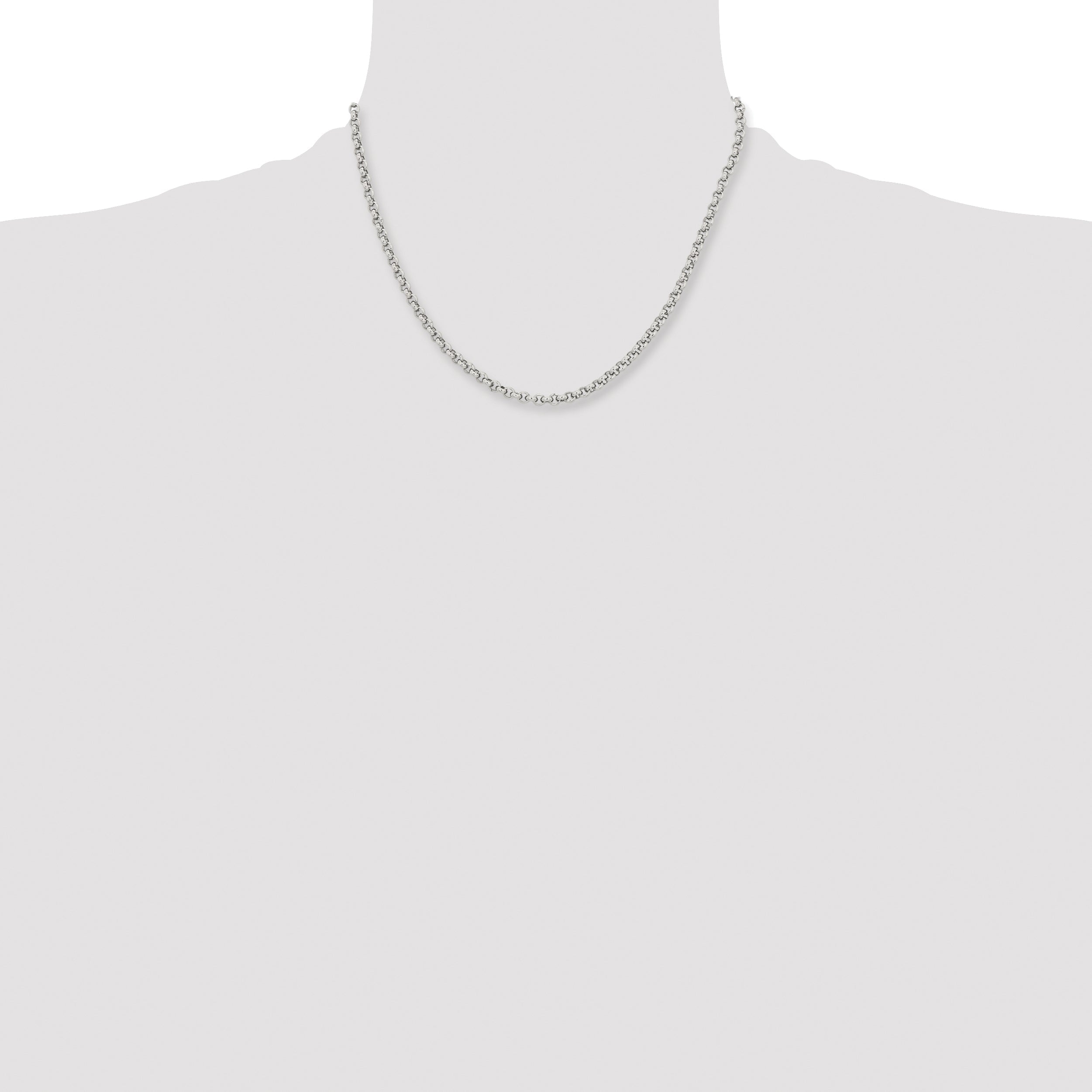 Stainless Steel Chisel Polished 3.9mm 18 Inch Rolo Chain Necklace