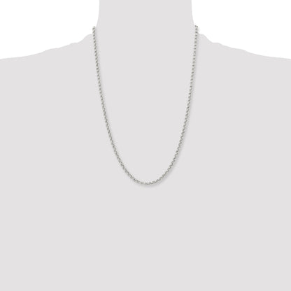 Stainless Steel Chisel Polished 3.9mm 24 Inch Rolo Chain Necklace
