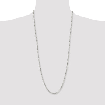 Stainless Steel Chisel Polished 3.9mm 30 Inch Rolo Chain Necklace