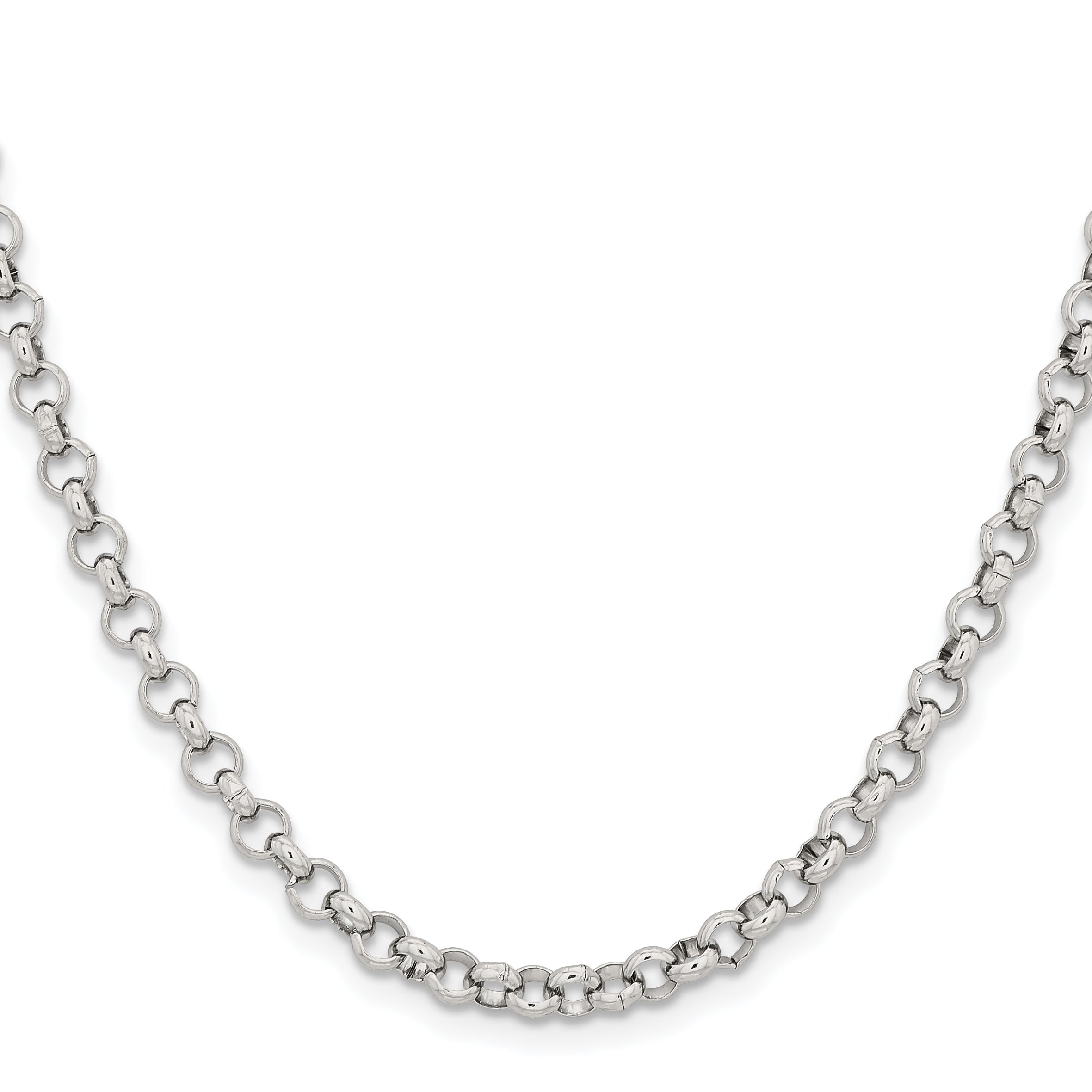 Stainless Steel Chisel Polished 4.6mm 36 Inch Rolo Chain Necklace