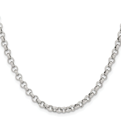 Stainless Steel Chisel Polished 4.6mm 24 Inch Rolo Chain Necklace