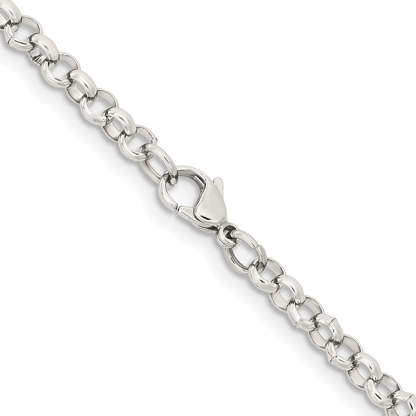 Stainless Steel Chisel Polished 4.6mm 24 Inch Rolo Chain Necklace