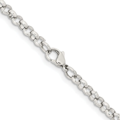 Stainless Steel Chisel Polished 4.6mm 24 Inch Rolo Chain Necklace