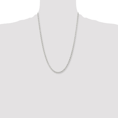 Stainless Steel Chisel Polished 4.6mm 24 Inch Rolo Chain Necklace