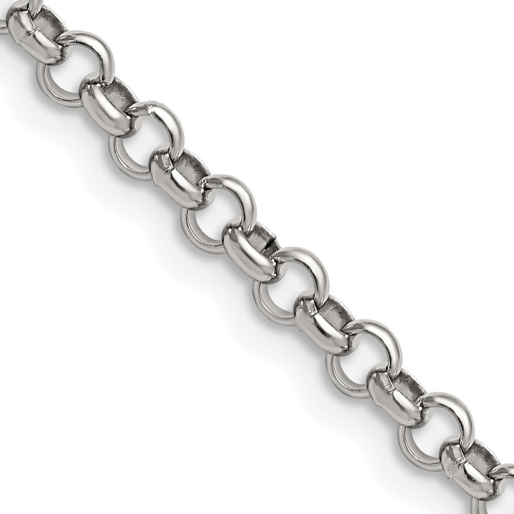 Stainless Steel Chisel Polished 4.6mm 18 Inch Rolo Chain Necklace