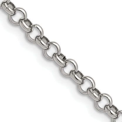 Stainless Steel Chisel Polished 4.6mm 18 Inch Rolo Chain Necklace