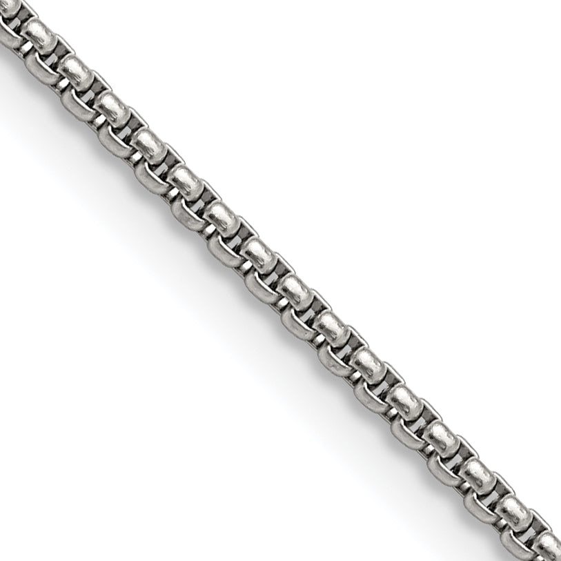 Stainless Steel Chisel Polished 2.2mm 20 Inch Rounded Box Chain ...