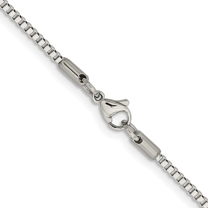 Stainless Steel Chisel Polished 2mm 22 Inch Box Chain Necklace