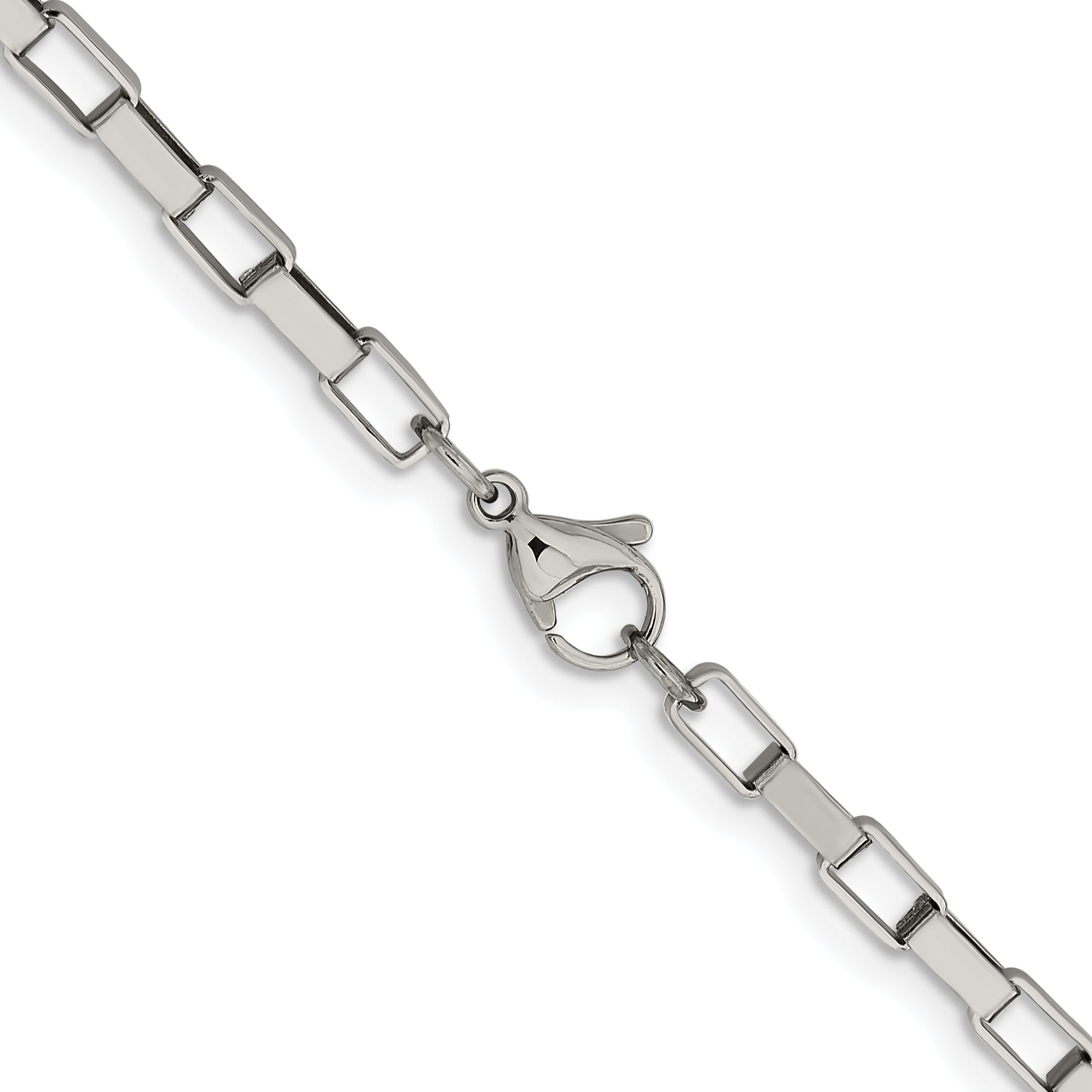 Stainless Steel Chisel Polished 4.8mm 30 Inch Square Link Chain Necklace