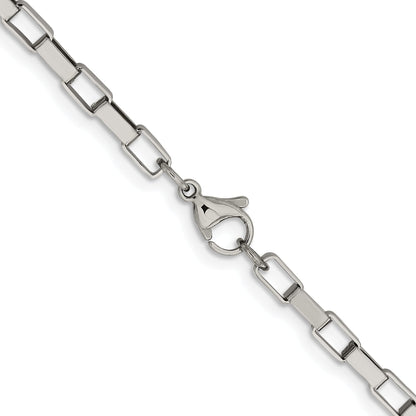 Stainless Steel Chisel Polished 4.8mm 30 Inch Square Link Chain Necklace