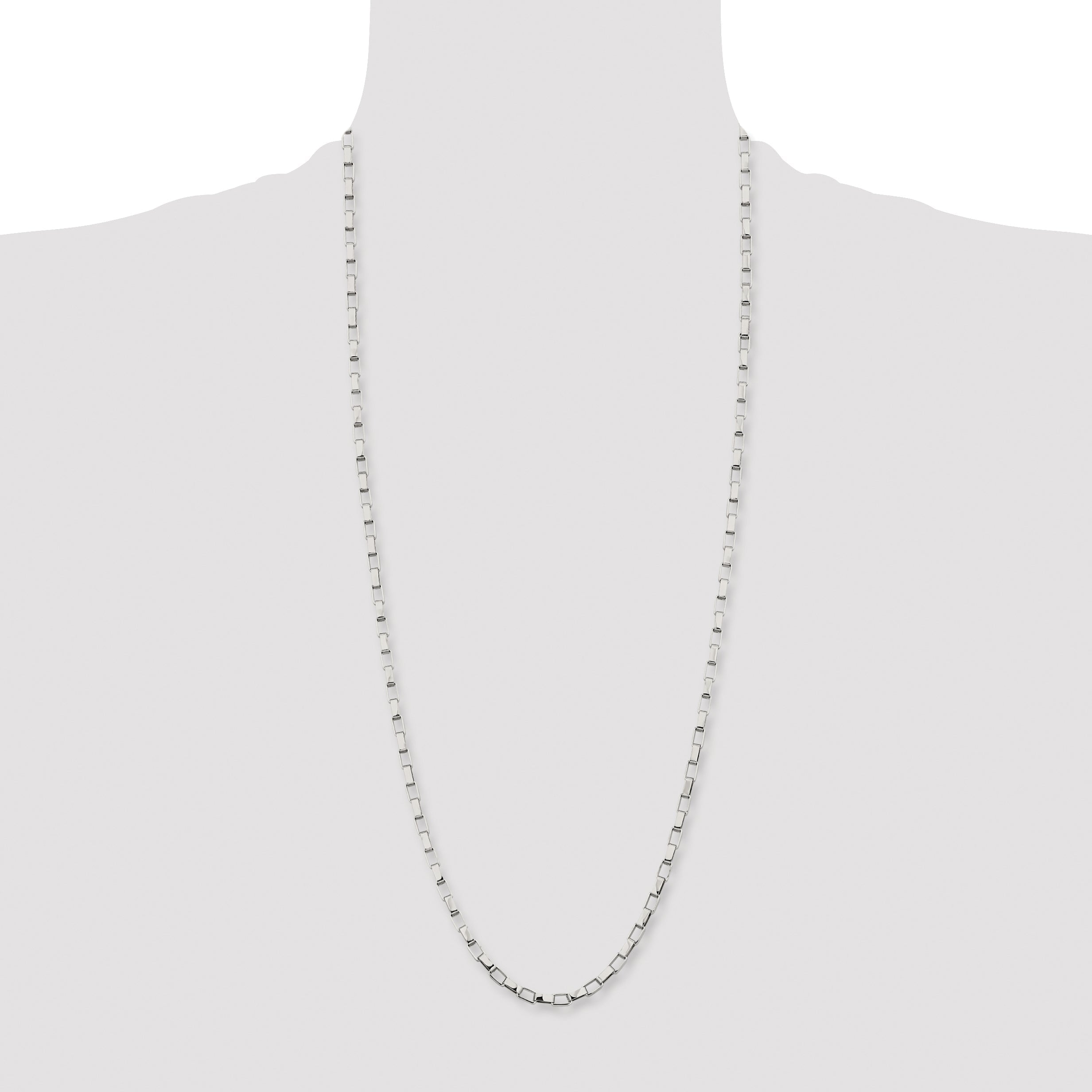 Stainless Steel Chisel Polished 4.8mm 30 Inch Square Link Chain Necklace