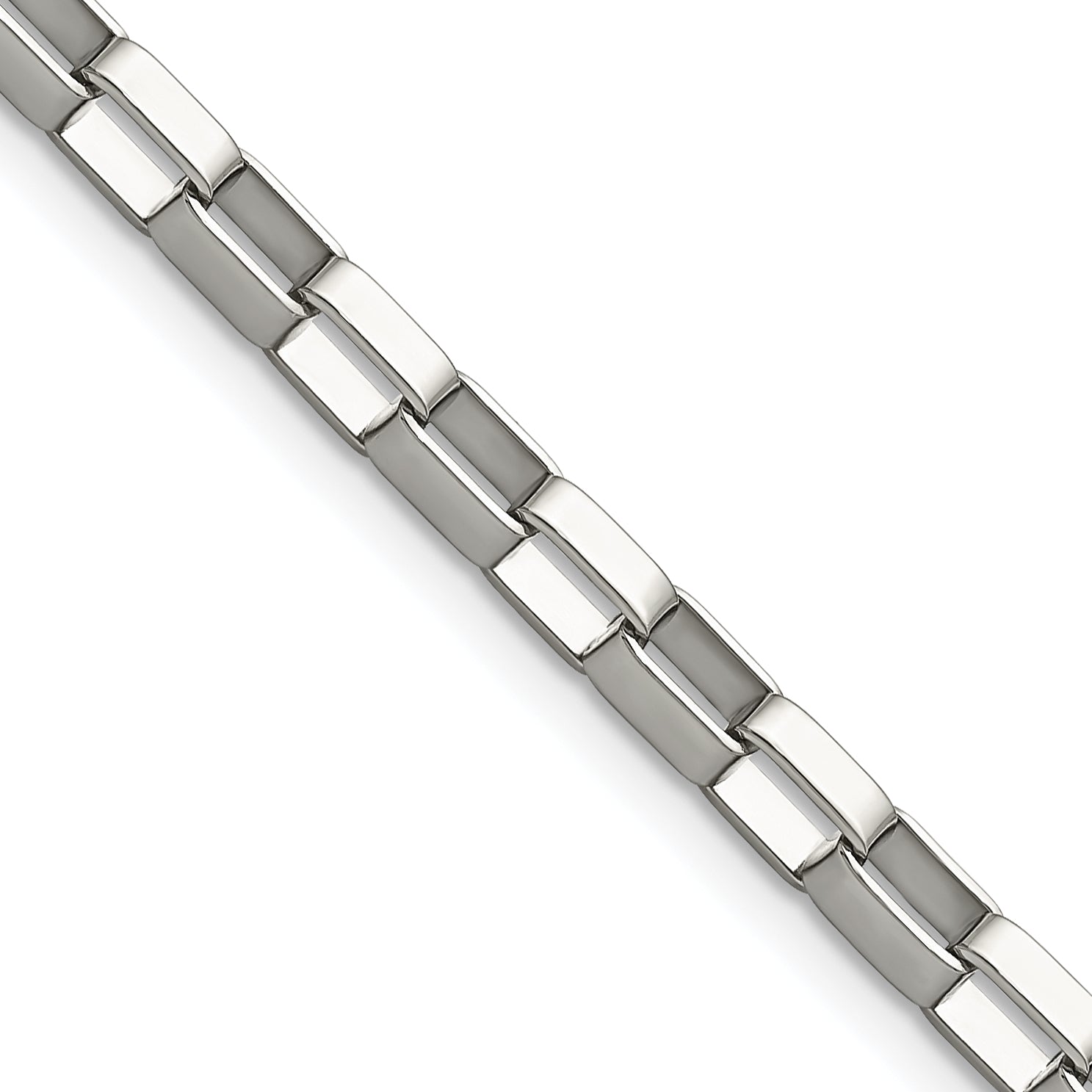 Stainless Steel Chisel Polished 4.8mm 30 Inch Square Link Chain Necklace