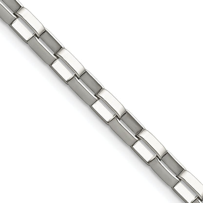 Stainless Steel Chisel Polished 4.8mm 30 Inch Square Link Chain Necklace