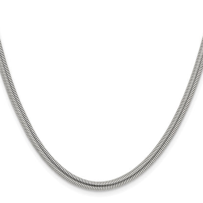 Stainless Steel Chisel Polished 4.2mm 24 Inch Flat Snake Chain Necklace