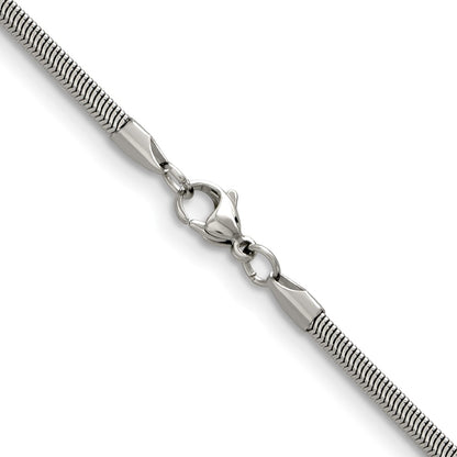 Stainless Steel Chisel Polished 4.2mm 24 Inch Flat Snake Chain Necklace