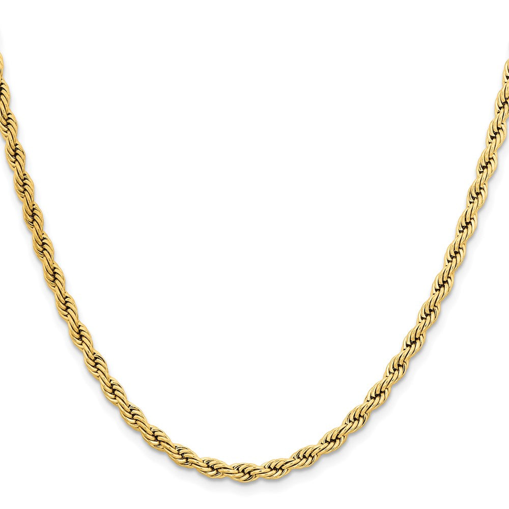 Stainless Steel Chisel Polished Yellow Ip-Plated 4mm 22 Inch Rope Chain Necklace