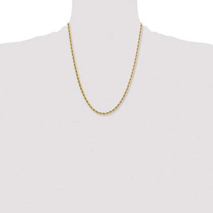 Stainless Steel Chisel Polished Yellow Ip-Plated 4mm 22 Inch Rope Chain Necklace