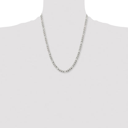 Stainless Steel Chisel Polished 6.3mm Figaro Chain Necklace