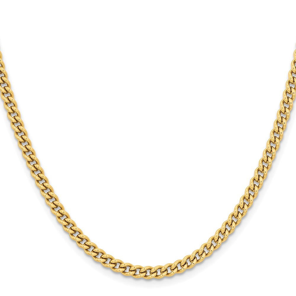 Stainless Steel Chisel Polished Yellow Ip-Plated 4mm 30 Inch Round Curb Chain Necklace