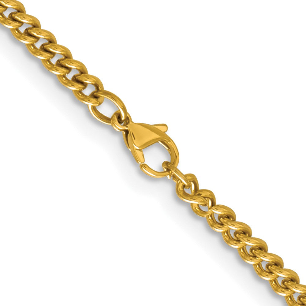 Stainless Steel Chisel Polished Yellow Ip-Plated 4mm 30 Inch Round Curb Chain Necklace