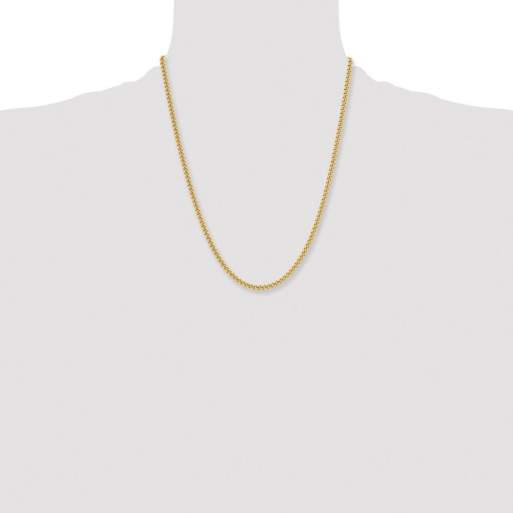 Stainless Steel Chisel Polished Yellow Ip-Plated 4mm 22 Inch Round Curb Chain Necklace