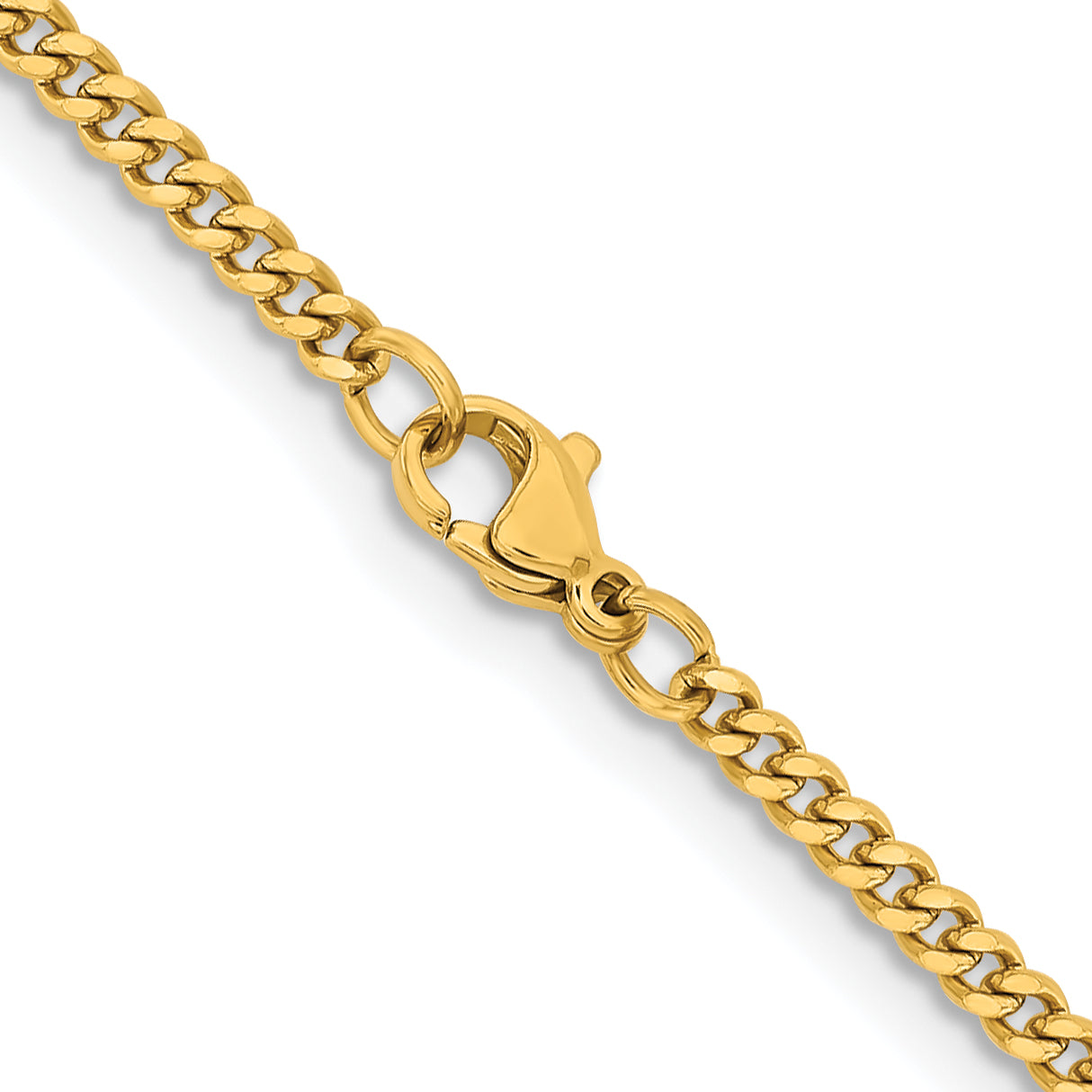 Stainless Steel Chisel Polished Yellow Ip-Plated 3mm Curb Chain Necklace