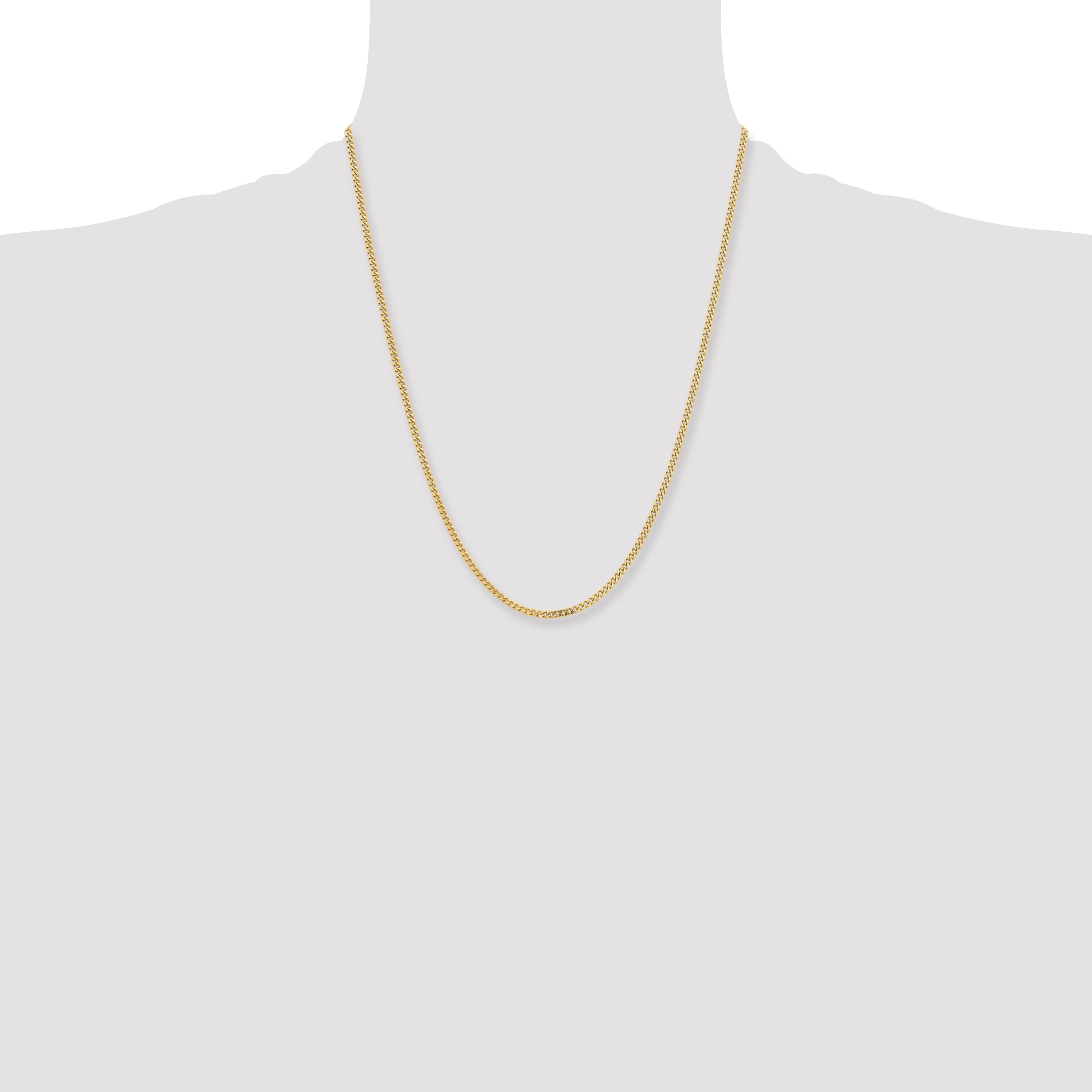Stainless Steel Chisel Polished Yellow Ip-Plated 3mm Curb Chain Necklace