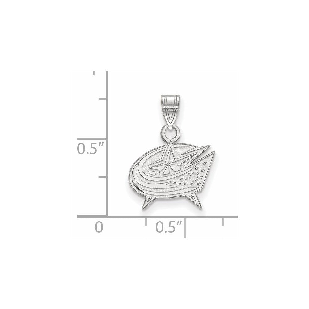 10K White Gold Nhl Logoart Columbus Blue Jackets Small Pendant