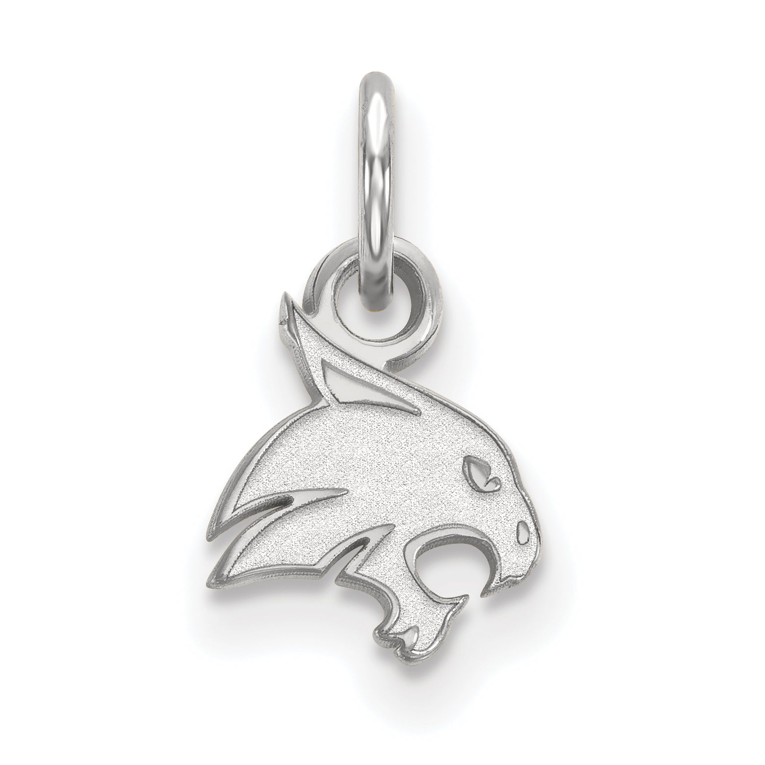 14K White Gold Logoart Texas State University Bobcat Extra Small Pendant