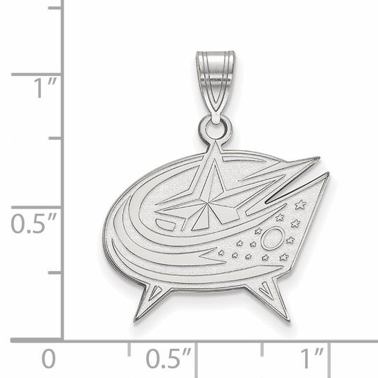 14K White Gold Nhl Logoart Columbus Blue Jackets Large Pendant