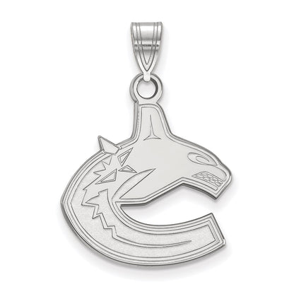Sterling Silver Rhodium Plated Nhl Logoart Vancouver Canucks Large Pendant
